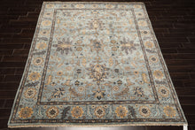 8x10 Aqua, Gray, Tan Color Hand Knotted Oushak Wool Traditional Oriental Rug