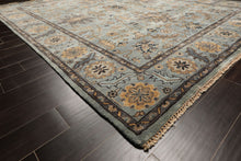 8x10 Aqua, Gray, Tan Color Hand Knotted Oushak Wool Traditional Oriental Rug