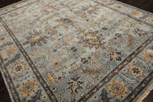 8x10 Aqua, Gray, Tan Color Hand Knotted Oushak Wool Traditional Oriental Rug