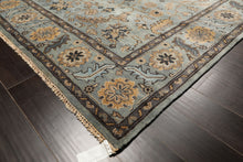 8x10 Aqua, Gray, Tan Color Hand Knotted Oushak Wool Traditional Oriental Rug