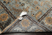 8x10 Aqua, Gray, Tan Color Hand Knotted Oushak Wool Traditional Oriental Rug