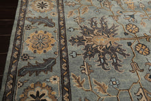 8x10 Aqua, Gray, Tan Color Hand Knotted Oushak Wool Traditional Oriental Rug