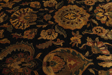 8' Round Black, Gold, Maroon Color Hand Knotted Agra Wool Traditional Oriental Rug