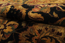 8' Round Black, Gold, Maroon Color Hand Knotted Agra Wool Traditional Oriental Rug