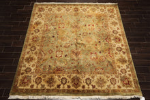 8' Square Pistachio, Beige, Rust Color Hand Knotted Agra New Zealand Wool Traditional Oriental Rug