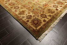 8' Square Pistachio, Beige, Rust Color Hand Knotted Agra New Zealand Wool Traditional Oriental Rug