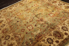 8' Square Pistachio, Beige, Rust Color Hand Knotted Agra New Zealand Wool Traditional Oriental Rug