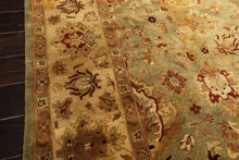 8' Square Pistachio, Beige, Rust Color Hand Knotted Agra New Zealand Wool Traditional Oriental Rug