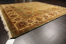 8' Square Pistachio, Beige, Rust Color Hand Knotted Agra New Zealand Wool Traditional Oriental Rug