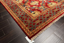 8x10 Red, Gold, Navy Color Hand Knotted Agra Wool Traditional Oriental Rug