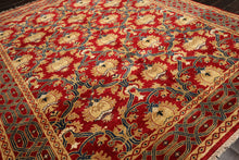 8x10 Red, Gold, Navy Color Hand Knotted Agra Wool Traditional Oriental Rug