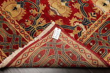 8x10 Red, Gold, Navy Color Hand Knotted Agra Wool Traditional Oriental Rug