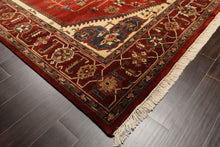 8x10 Rust, Maroon, Ivory Color Hand Knotted Indo Heriz Wool Traditional Oriental Rug