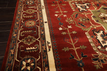 8x10 Rust, Maroon, Ivory Color Hand Knotted Indo Heriz Wool Traditional Oriental Rug
