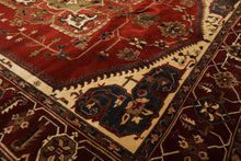 8x10 Rust, Maroon, Ivory Color Hand Knotted Indo Heriz Wool Traditional Oriental Rug