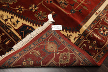 8x10 Rust, Maroon, Ivory Color Hand Knotted Indo Heriz Wool Traditional Oriental Rug
