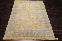 8x10 Light Gold, Gray, Aqua Color Hand Knotted Oushak Wool Traditional Oriental Rug