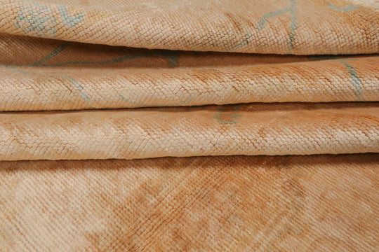 LoomBloom 9'7''x13'7" Beige Hand-Knotted Traditional Oushak Wool Oriental Rug