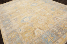 8x10 Light Gold, Gray, Aqua Color Hand Knotted Oushak Wool Traditional Oriental Rug