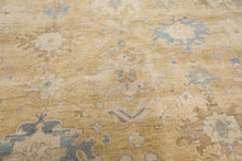 8x10 Light Gold, Gray, Aqua Color Hand Knotted Oushak Wool Traditional Oriental Rug