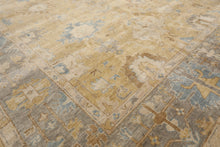 8x10 Light Gold, Gray, Aqua Color Hand Knotted Oushak Wool Traditional Oriental Rug