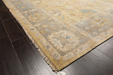 8x10 Light Gold, Gray, Aqua Color Hand Knotted Oushak Wool Traditional Oriental Rug