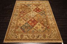 8x10 Beige, Tan, Aqua Color Hand Knotted Agra Wool Transitional Oriental Rug