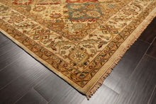 8x10 Beige, Tan, Aqua Color Hand Knotted Agra Wool Transitional Oriental Rug