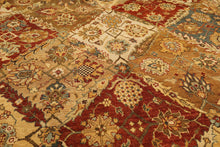 8x10 Beige, Tan, Aqua Color Hand Knotted Agra Wool Transitional Oriental Rug