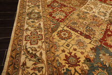 8x10 Beige, Tan, Aqua Color Hand Knotted Agra Wool Transitional Oriental Rug