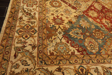 8x10 Beige, Tan, Aqua Color Hand Knotted Agra Wool Transitional Oriental Rug