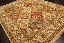 8x10 Beige, Tan, Aqua Color Hand Knotted Agra Wool Transitional Oriental Rug
