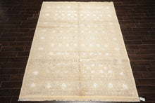 8x10 Ivory, Tan, Color Hand Knotted Tibetan Wool & Bamboo Silk Traditional Oriental Rug