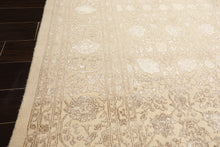 8x10 Ivory, Tan, Color Hand Knotted Tibetan Wool & Bamboo Silk Traditional Oriental Rug