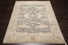 8x10 Gray, Ivory, Light Gold Color Hand Knotted Oushak Wool Traditional Oriental Rug