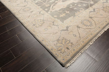 8x10 Gray, Ivory, Light Gold Color Hand Knotted Oushak Wool Traditional Oriental Rug