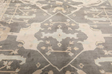 8x10 Gray, Ivory, Light Gold Color Hand Knotted Oushak Wool Traditional Oriental Rug