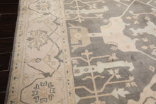 8x10 Gray, Ivory, Light Gold Color Hand Knotted Oushak Wool Traditional Oriental Rug