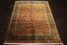 8x10 Rust, Black, Sage Color Hand Knotted Sarouk New Zealand Wool Traditional Oriental Rug