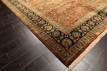 8x10 Rust, Black, Sage Color Hand Knotted Sarouk New Zealand Wool Traditional Oriental Rug