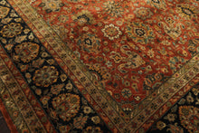 8x10 Rust, Black, Sage Color Hand Knotted Sarouk New Zealand Wool Traditional Oriental Rug