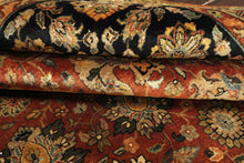 8x10 Rust, Black, Sage Color Hand Knotted Sarouk New Zealand Wool Traditional Oriental Rug