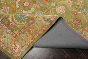 LoomBloom Multi Size Green Hand Tufted Traditional Arts & Crafts Wool Oriental Area Rug