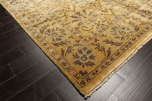8x10 Gold, Brown, Aqua Color Hand Knotted Oushak Wool Transitional Oriental Rug