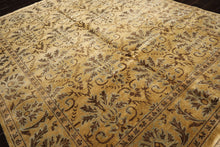 8x10 Gold, Brown, Aqua Color Hand Knotted Oushak Wool Transitional Oriental Rug