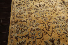 8x10 Gold, Brown, Aqua Color Hand Knotted Oushak Wool Transitional Oriental Rug