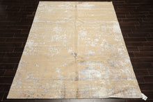 8x10 Ivory, Silver, Gray Color Hand Knotted Sherpa Tibetan Wool & Bamboo Silk Modern & Contemporary Oriental Rug