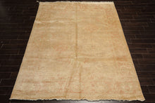 8x10 Beige, Blush, Light Gold Color Hand Knotted Oushak Wool Traditional Oriental Rug