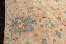 9x12 Blush, Aqua, Gold Color Hand Knotted Oushak Wool Traditional Oriental Rug