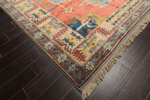 7x9 Rose, Aqua, Ivory Color Hand Knotted Turkish Sultanhan Wool Traditional Oriental Rug